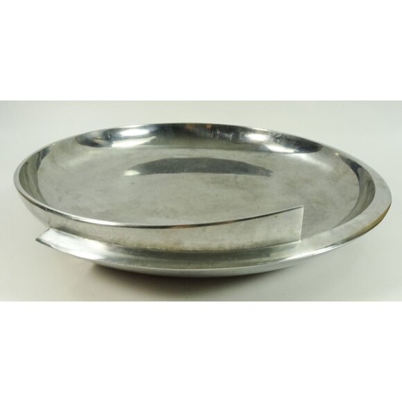 RARE Dansk JD MCM Metal Bowl Round Platter Big Assymetrical Atomic Spiral Curved - Picture 7 of 15